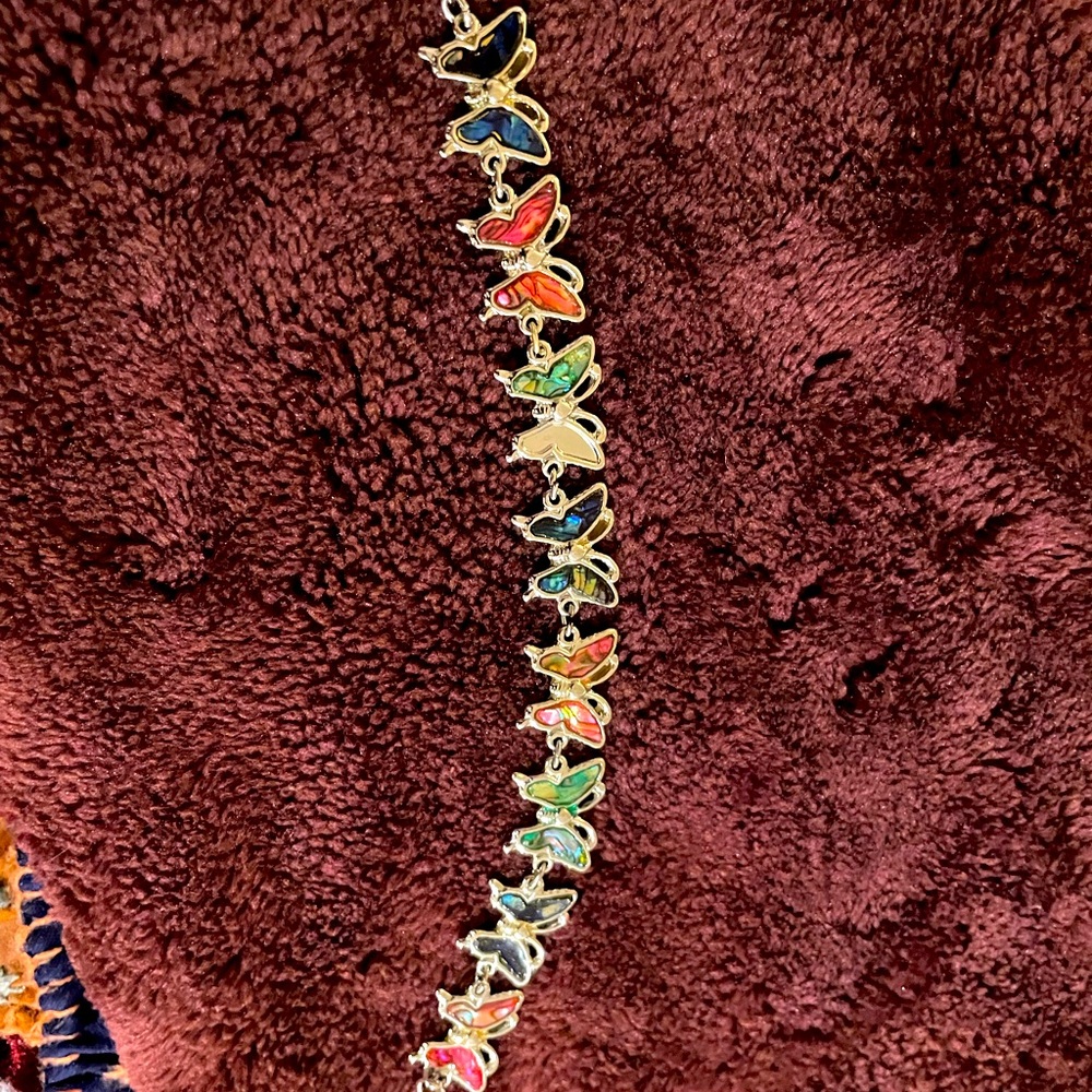 Vintage 90’s dangle mosaic butterfly bracelet with string clasp